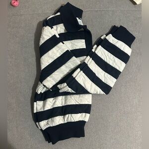 Cropped Zara Navy and White Striped puffy weatshirt
